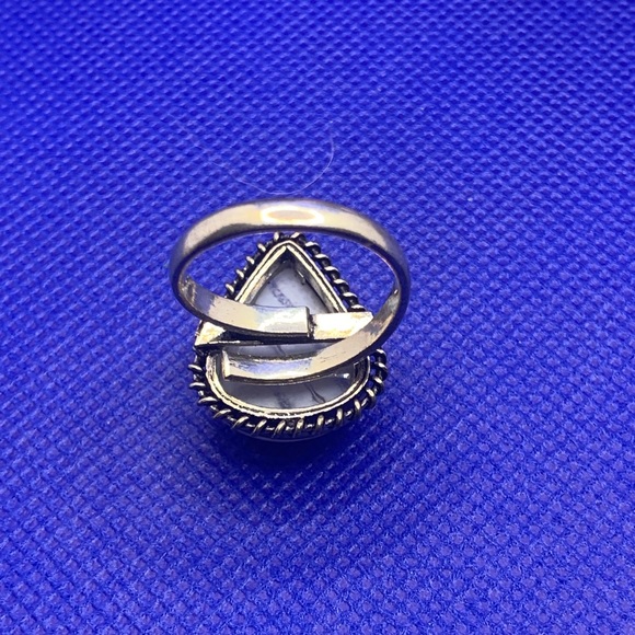 Comfort Curl ADJUSTABLE Dainty Genuine Blue Lace Agate Ring! .925 Silver Overlay - Picture 12 of 15